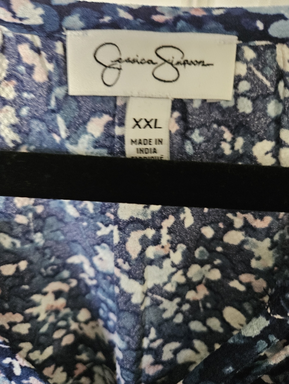 Jessica Simpson Navy Blue Floral Long-Sleeve Blouse - Picture 3 of 3